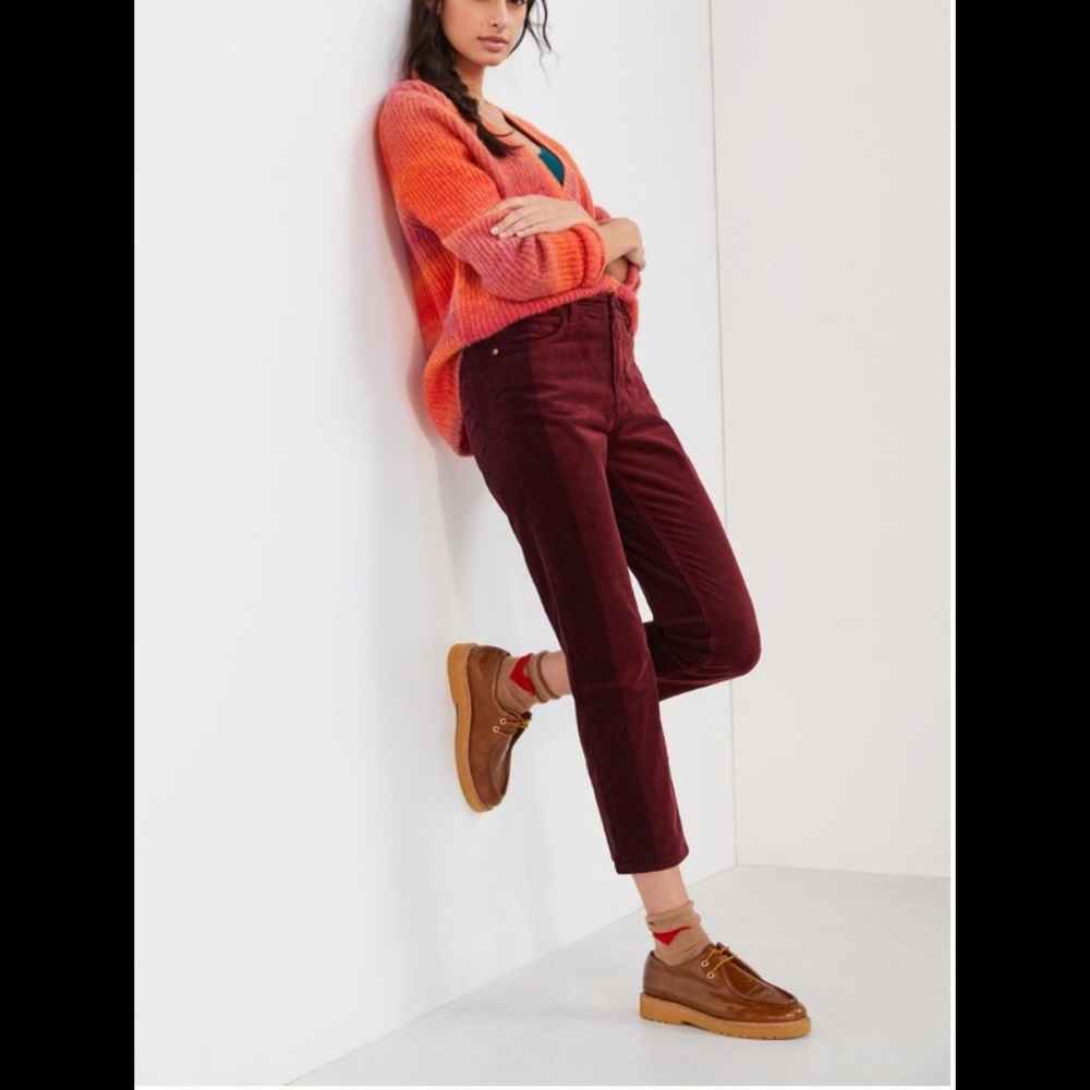 Anthropologie Burgundy Corduroy Ankle Pants
